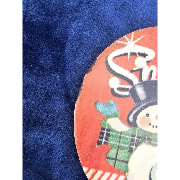 Metal Sign round Snowball Cafe Snowman approx 6 inches ornament - Picture 3 of 6
